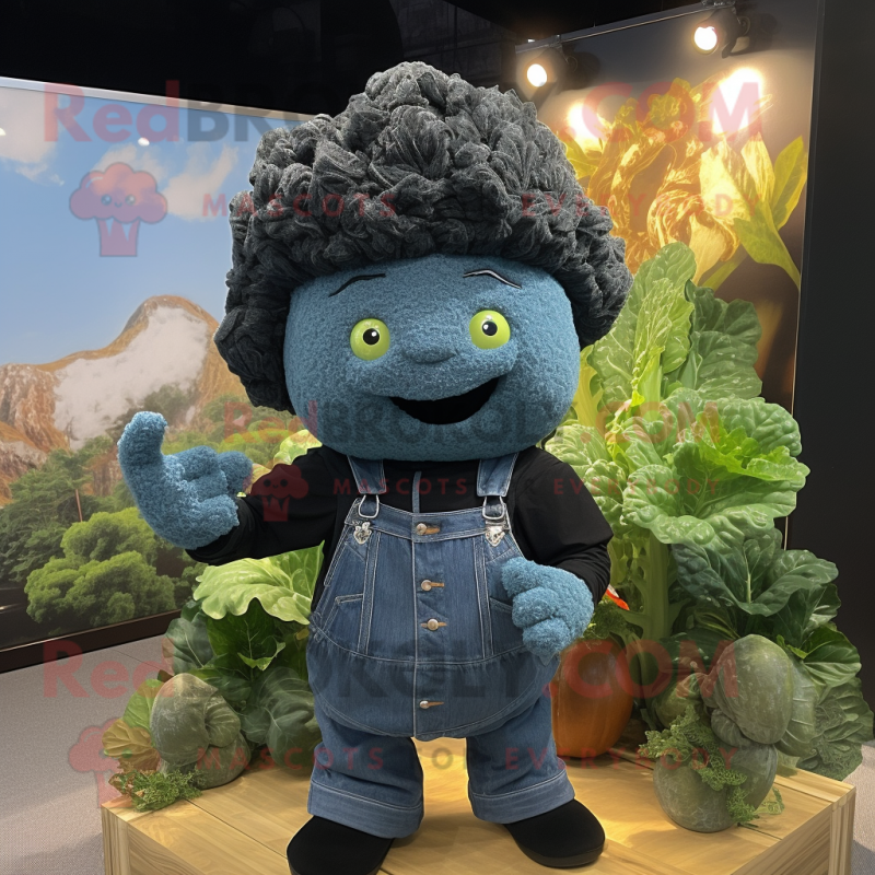 Black Cauliflower mascot costume character dressed with a Denim Shorts and Wraps