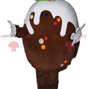 Mascota de huevo de chocolate con glaseado blanco -