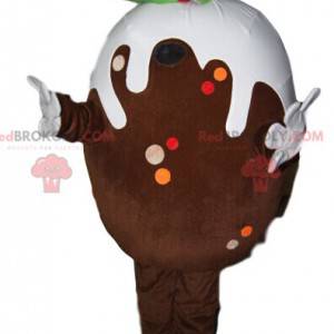 Mascote do ovo de chocolate com cobertura branca -