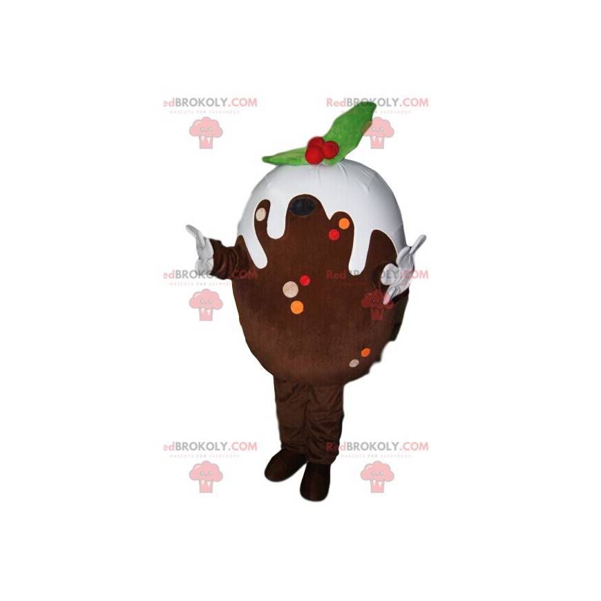 Mascota de huevo de chocolate con glaseado blanco -