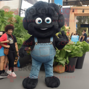 Black Cauliflower mascot costume character dressed with a Denim Shorts and Wraps