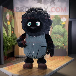Black Cauliflower mascot costume character dressed with a Denim Shorts and Wraps
