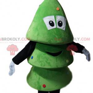 Mascot small green tree smiling. Christmas tree costume -