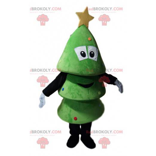 Mascot lille grønt træ smilende. Juletræ kostume -