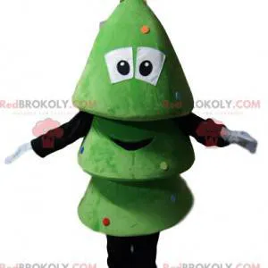 Mascot small green tree smiling. Christmas tree costume -