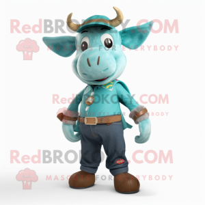 Turquoise koe mascotte...