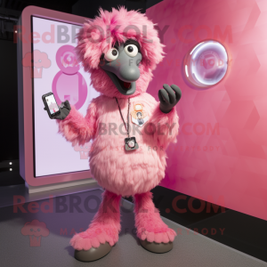 Pink Emu maskot kostume...