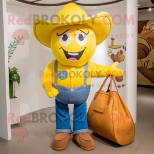 Gul hestesko maskot kostume...