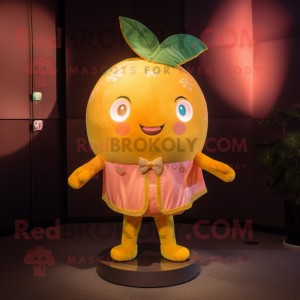 Gold Grapefruit mascot costume character dressed with a Mini Skirt and Brooches