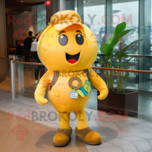 Yellow Tomato mascot costume character dressed with a Cargo Pants and Hairpins