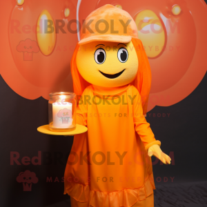 Postava maskota s oranžovou...