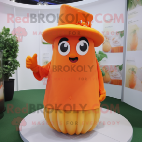 Orange Scented Candle mascot costume character dressed with a Blouse and Caps