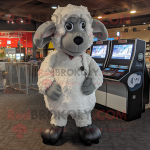 Silver Sheep maskot kostym...