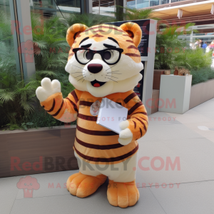 Tan Tiger maskot kostume...