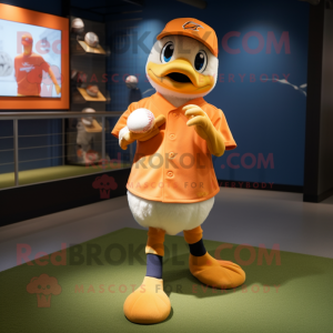 Orange Gosling mascot costume character dressed with a Baseball Tee and Anklets