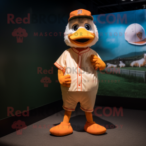 Orange Gosling mascot costume character dressed with a Baseball Tee and Anklets