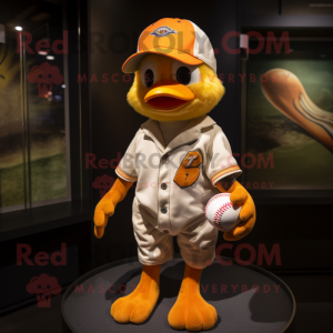 Orange Gosling mascot costume character dressed with a Baseball Tee and Anklets