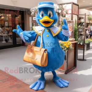 Blue Hens mascot costume character dressed with a Poplin Shirt and Handbags