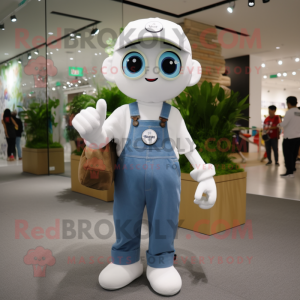 White Wrist Watch mascot costume character dressed with a Overalls and Tote bags
