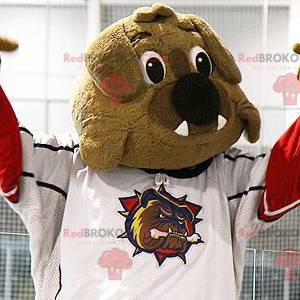 Brun bulldog maskot i sportstøj - Redbrokoly.com