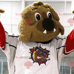 Mascotte de bulldog marron en tenue de sport - Redbrokoly.com