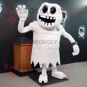 White Graveyard mascot costume character dressed with a Tank Top and Anklets