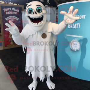 White Graveyard mascot costume character dressed with a Tank Top and Anklets