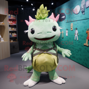 Olive Axolotls maskot drakt...