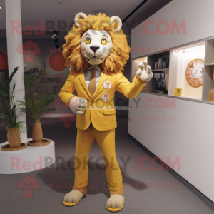 nan Tamer Lion mascot costume character dressed with a Suit Pants and Watches