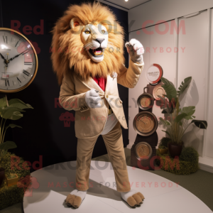 nan Tamer Lion mascot costume character dressed with a Suit Pants and Watches