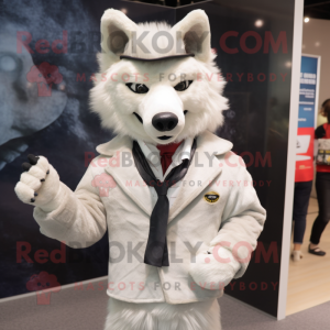 Cream Say Wolf mascot costume character dressed with a Jacket and Ties