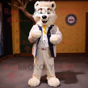 Cream Say Wolf mascot costume character dressed with a Jacket and Ties