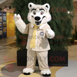 Cream Say Wolf mascot costume character dressed with a Jacket and Ties