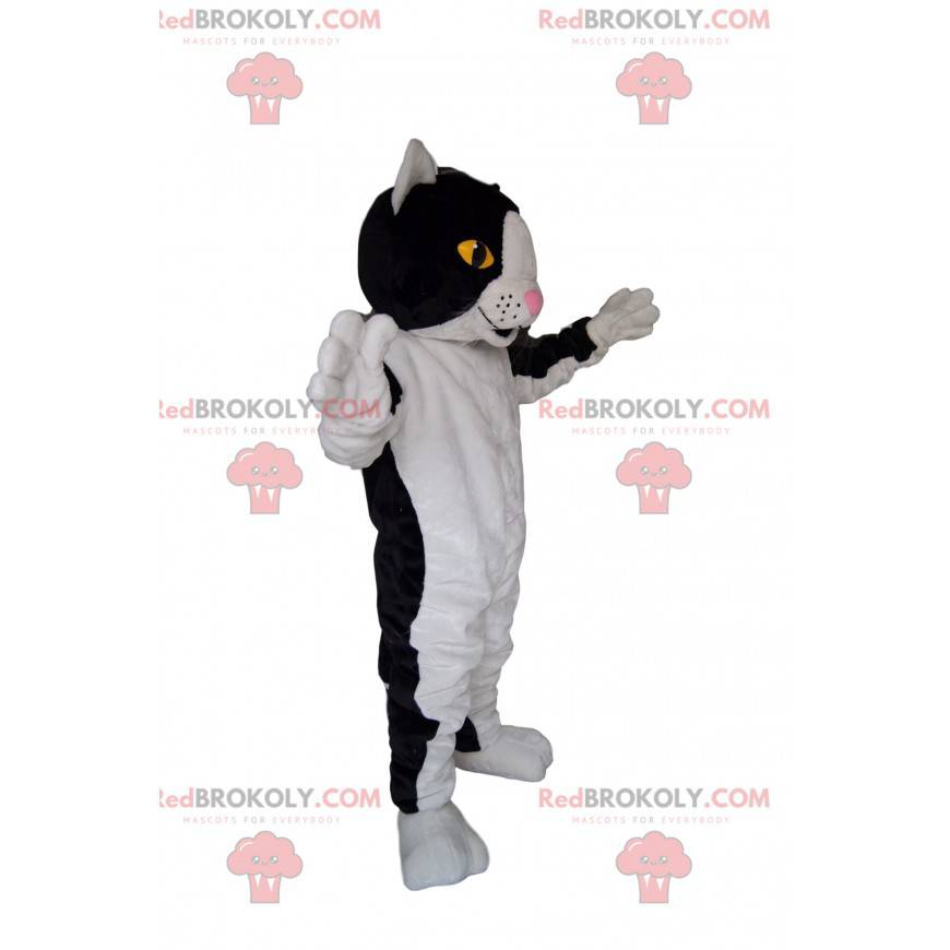 Zwart-witte kat mascotte. Zwart-wit kattenkostuum -