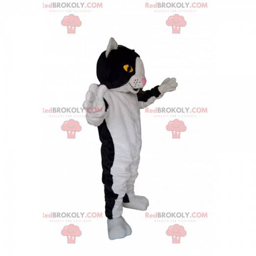 Czarno-biały kot maskotka. Czarno-biały kostium kota -