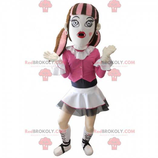 Mascotte ragazza gotica vestita di rosa - Redbrokoly.com