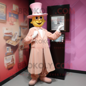 Tan Pink mascot costume character dressed with a Sheath Dress and Cufflinks