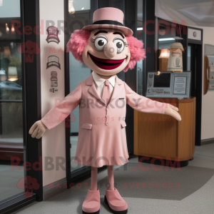 Tan Pink mascot costume character dressed with a Sheath Dress and Cufflinks