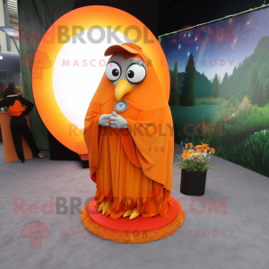 Orange Engagement Ring mascot costume character dressed with a Romper and Shawls