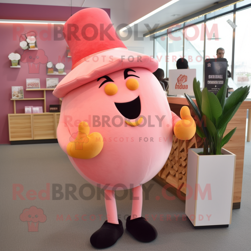 Peach Beet mascot costume character dressed with a Leggings and Tie pins