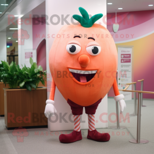 Peach Beet mascot costume character dressed with a Leggings and Tie pins