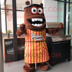 Rust Bbq Ribs mascot costume character dressed with a Dress and Bracelets
