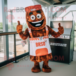 Rust Bbq Ribs mascot costume character dressed with a Dress and Bracelets