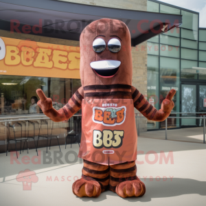 Rust Bbq Ribs mascot costume character dressed with a Dress and Bracelets