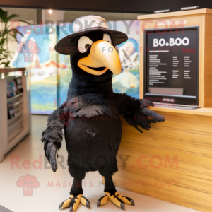 Black Dodo Bird mascot costume character dressed with a Romper and Caps
