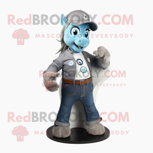 Gray Horseshoe mascot costume character dressed with a Jeans and Digital watches