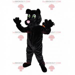Schwarzes Panthermaskottchen mit schönen grünen Augen -
