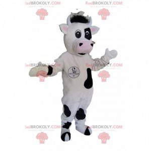 Mascotte de vache noire et blanche. Costume de vache -