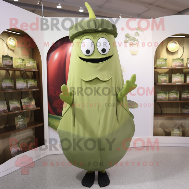 Olive But mascot costume character dressed with a Sheath Dress and Cummerbunds Olive But mascot costume character dressed with a Sheath Dress and Cummerbunds