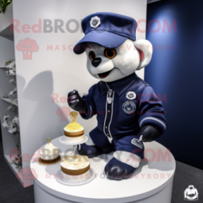 Navy Wedding Cake mascot costume character dressed with a Hoodie and Keychains